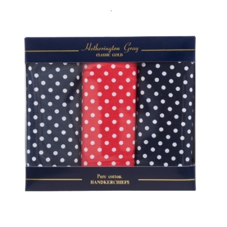 Navy Blue and Red Spotted Handkerchiefs